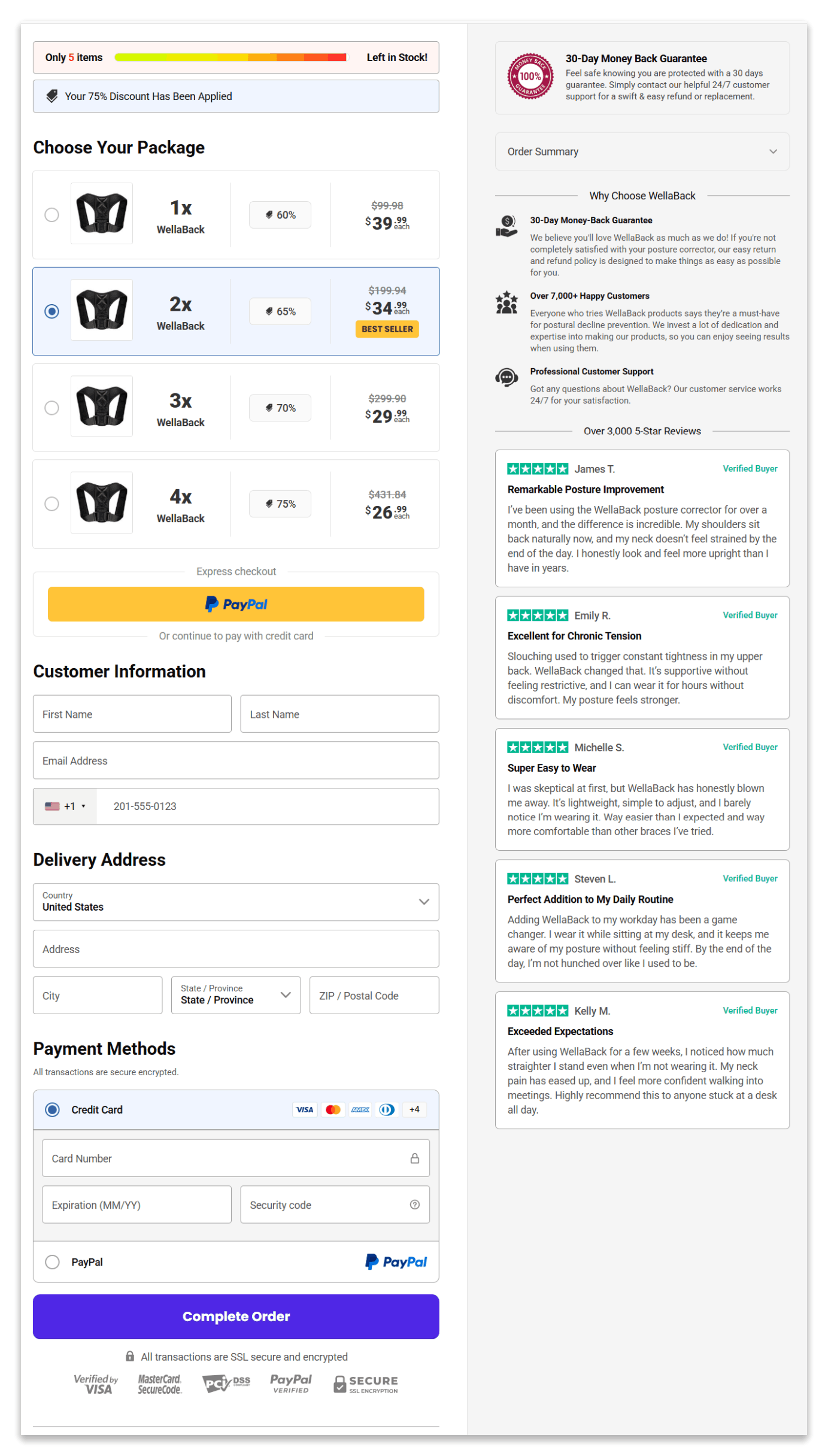Wellaback secure checkout page